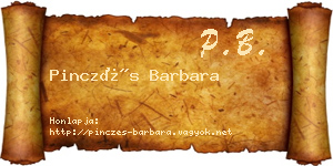Pinczés Barbara névjegykártya